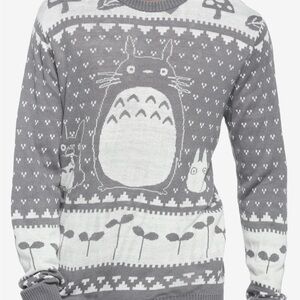 Gray Totoro Patterned Sweater